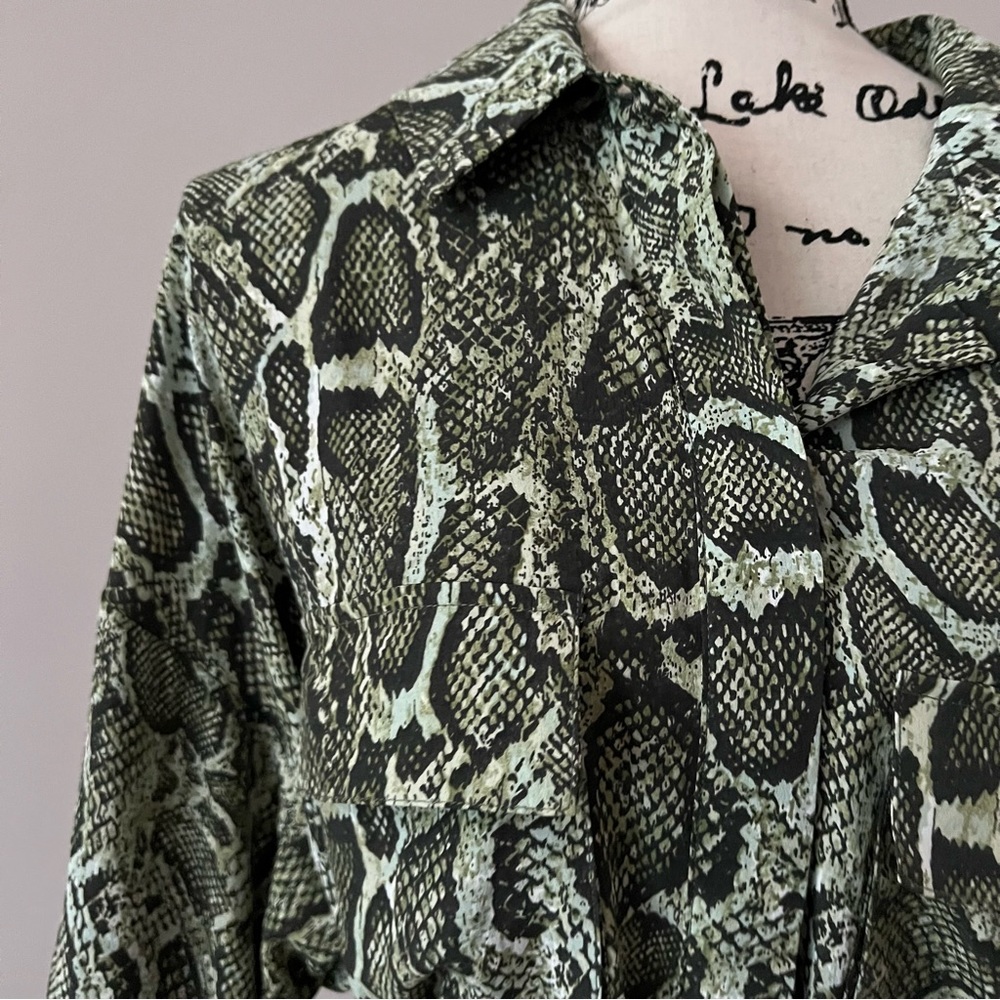 ENA PELLY green Python Utility belted maxi Shirt Dress 10 - Picture 4 of 10